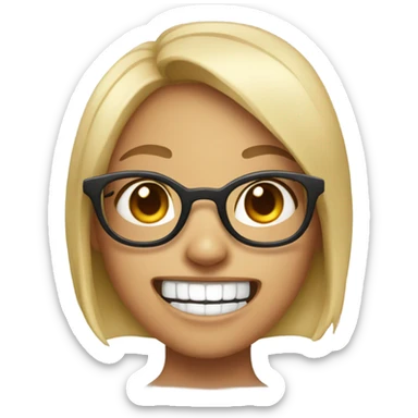 Nerd girl with glasses and buck teeth sticker