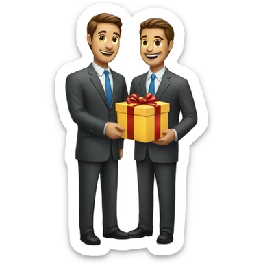business man giving a gift sticker