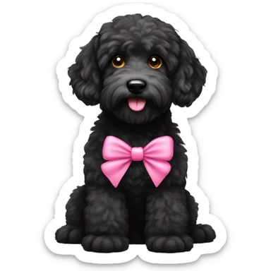 Black labradoodle with pink bow sticker