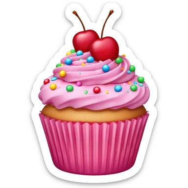 pink cupcake with cherry and sprinkle on top  sticker