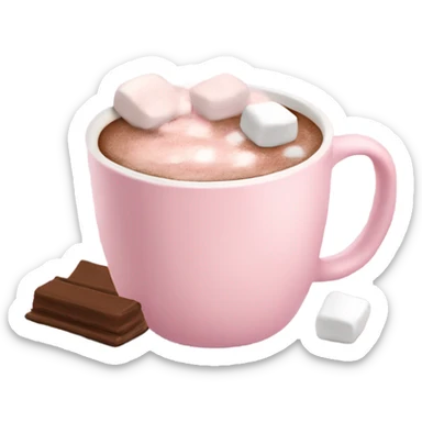 Light Pink mug of hot chocolate with marshmallows  sticker