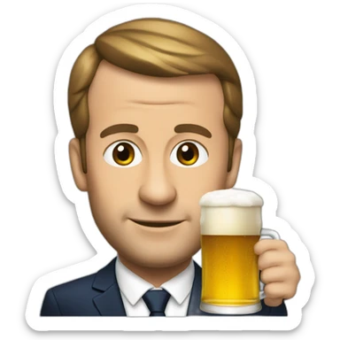 Macron wirh beer sticker