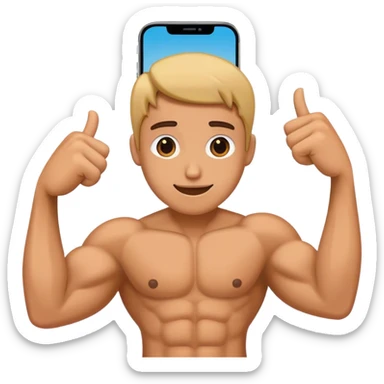 a mobile Phone with arms to the side of the phone flexing sticker