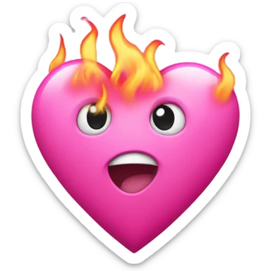 light pink heart with hot pink flames sticker