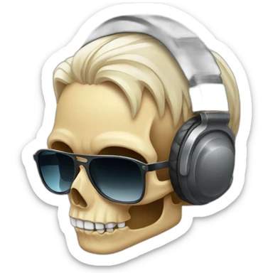 Skull,sunglasses,headphones,combover hairstyle sticker