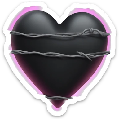 black heart with pink barbed wire  sticker