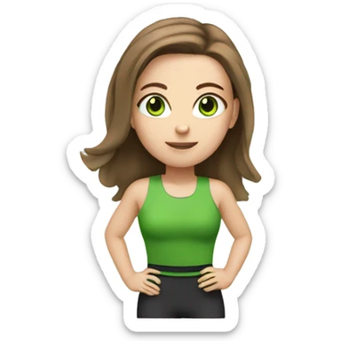 White girl with brown hair and green eyes training  sticker