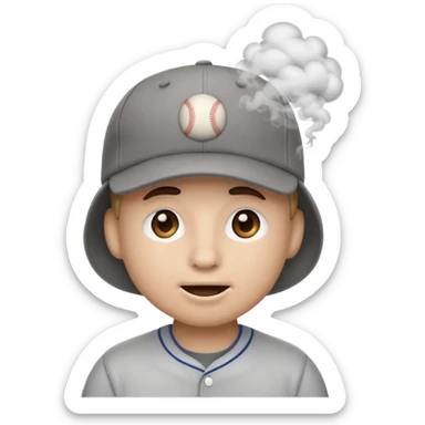 emoji with baseball cap, exhaling smoke sticker