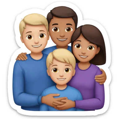 family of 5 hugging each other. including parents, sister and youngest brother sticker