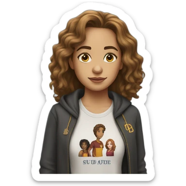 Hermione Granger wears a T-shirt with the word Sude on it sticker