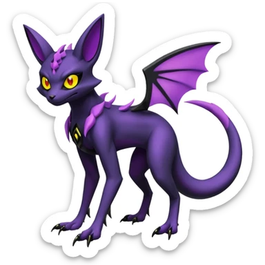 Gothic Edgy Badass Cool Noibat-Genesect-Umbreon-Salandit-Fakémon-hybrid-creature (full body)  sticker