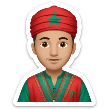 Un homme avk le drapeau Du Maroc sur le dos et qui est normal sans rien sur lui sticker