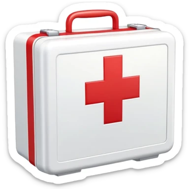 First aid medical kit box with red cross symbol sticker