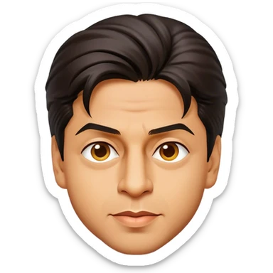 Cinematic Realistic Shah Rukh Khan Pop Culture Emoji, showcasing the charismatic charm of the Bollywood superstar rendered with lifelike detail and captivating lighting. sticker