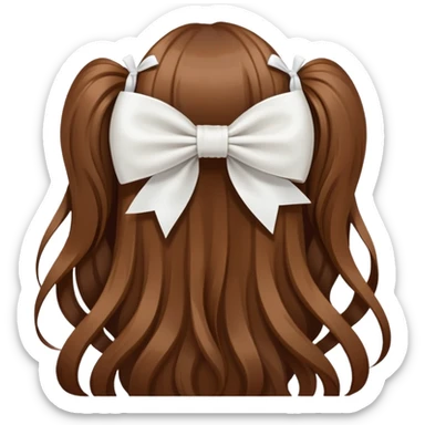 Brown long hairs with white bow from the back sticker