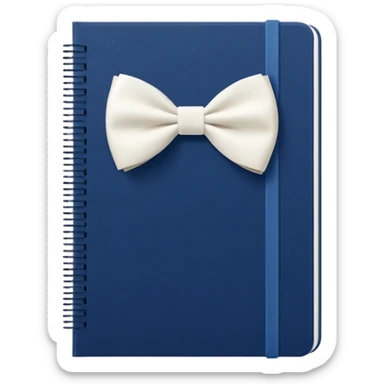 Navy blue notebook with a white bow on it sticker