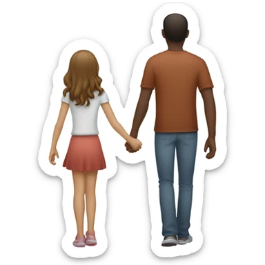 father and daughter holding their hands and seen from the back (white people and like a samsung emoji) sticker