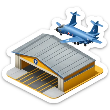 NATO military airplane  hangar isometry view sticker