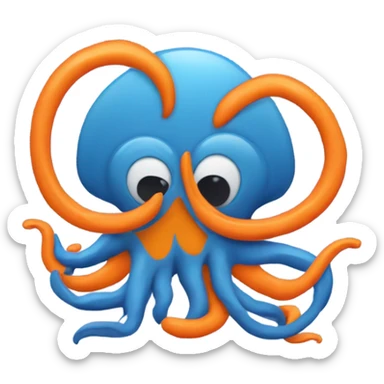 This logo shows two stylized octopuses, one blue and one orange, with intertwined tentacles and closed eyes, symbolizing connection and calm. sticker