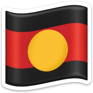a rectangular flag with the top half solid black and the bottom half solid red with a medium-sized yellow circle in the middle overlapping both colours sticker