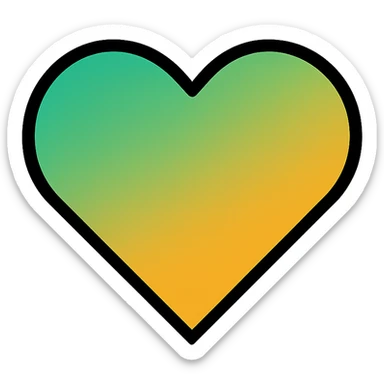 gradient heart icon with clean lines, modern icon style, emerald and amber gradient, no text sticker