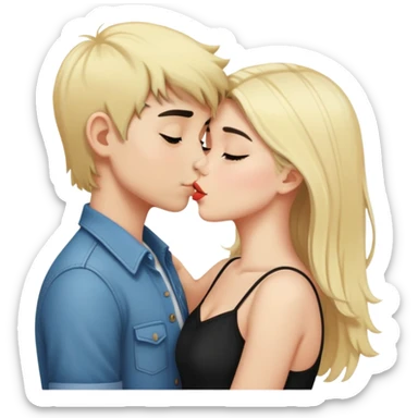 Blonde boy kissing black haired girl  sticker