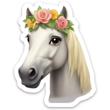 horse with a flower crown sticker