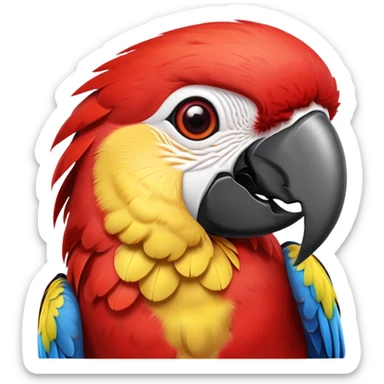 cinematic-cute-macaw-portrait-emoji,-head-tilted-playfully-and-inquisitively,-with-a-dazzling-red-plumage-and-round,-sparkling-eyes-filled-with-charm,-simplified-yet-irresistibly-adorable-features,-highly-detailed sticker