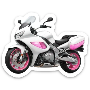 White motorcycle with pink headlights sticker
