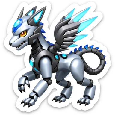 Meloetta-WereGarurumon-Wargreymon-Protogen-Pokémon-Digimon-Fakémon-fusion-hybrid-creature sticker