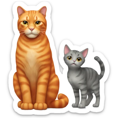 Big orange cat with gray kitty sticker