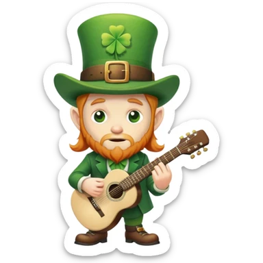 Sad leprechaun with guitar and Irish hat sticker