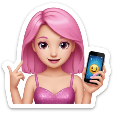 glitter pink girl naughty selfie sticker