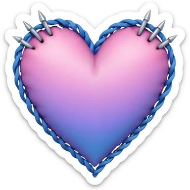 Stitched Barb thorn wired roped pastel pink-violet-blue-gradients heart sticker