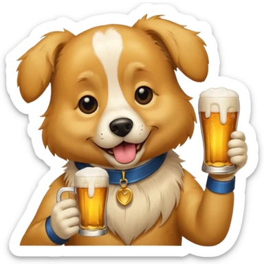dog sipping beer sticker