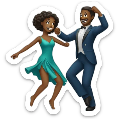 A woman and a man dancing together. sticker