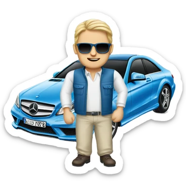 Man in blue Mercedes  sticker