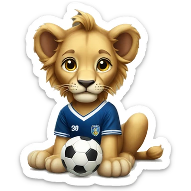 Baby lion with soccer team jersey “U” sticker