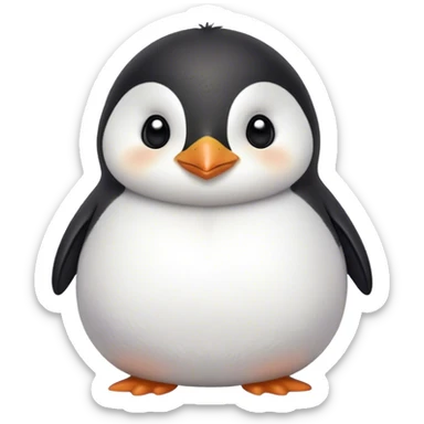 Cinematic chubby penguin, round fluffy body, tiny beak and feet, soft glowing feathers, gentle happy eyes, slightly tilted head, warm and irresistibly cute. sticker