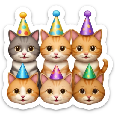  3 happy cats wearing party hats sticker