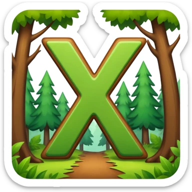the letter X running around in the woods having an adventure sticker