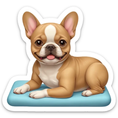 french buldog getting massage sticker