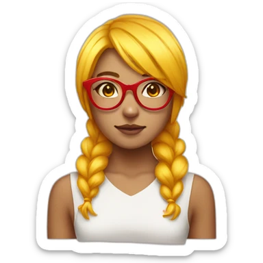 girl with yellow hair, red glasses, cat ear, idol costume sticker