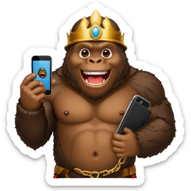 King Kong with a cell phone emojie sticker