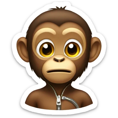 A monkey with a zipper sticker