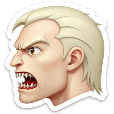 young angry man in profile view with fangs sticker