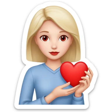 A single woman with heart in his hand  sticker