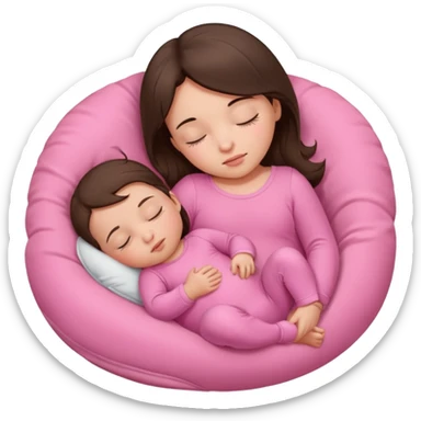 Brunette baby girl sleeping pink bos sticker