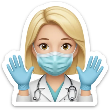 medica rubia con mascarilla y guantes sticker