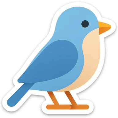 bird icon, lineal color, soft color fills, rounded shapes, friendly appearance sticker